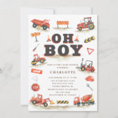 Invitation Baby shower Camion de construction Roug (Devant)