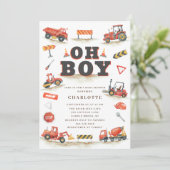 Invitation Baby shower Camion de construction Roug (Debout devant)