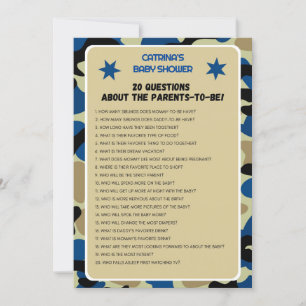 Invitation Baby shower Camo bleu - Nom modifiable, 5x7