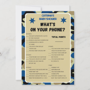 Invitation Baby shower Camo bleu - Nom modifiable, 5x7 Invita