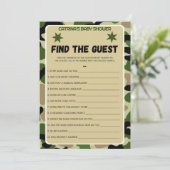 Invitation Baby shower Camo - Nom modifiable, 5x7 (Debout devant)