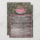 Invitation Baby shower Camo Rose (Devant / Derrière)