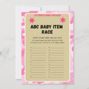 Invitation Baby shower Camo rose - Nom modifiable, 5x7 Invita