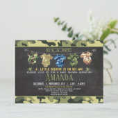 Invitation baby shower Camouflage (Debout devant)