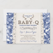 Invitation Baby shower Camouflage bleu pour garçon (Devant)