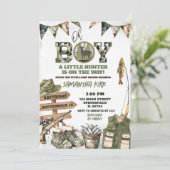 Invitation Baby Shower Camouflage Chasse et Pêche (Debout devant)