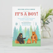 Invitation Baby shower Camping Adventure Await (Debout devant)