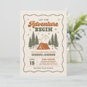 Invitation Baby Shower Camping Rétro (Debout devant)