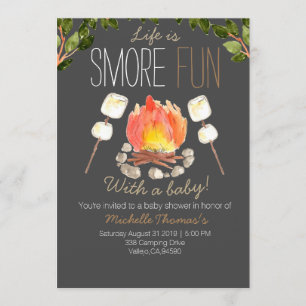 Invitation baby shower Camping smores