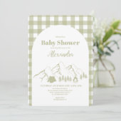 Invitation Baby shower Camping Vert (Debout devant)