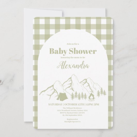 Invitation Baby shower Camping Vert (Devant)