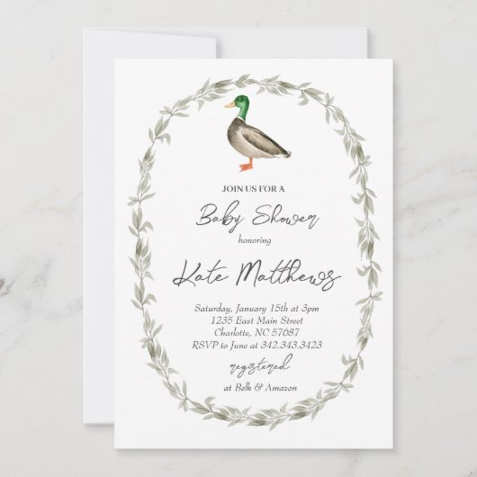 Invitation baby shower canard (Devant)