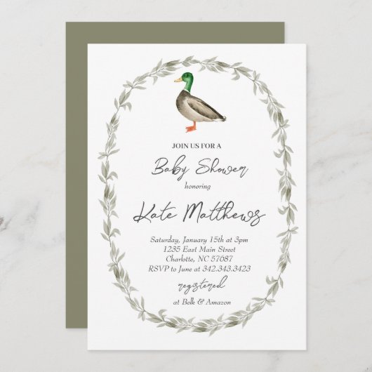 Invitation baby shower canard (Devant / Derrière)