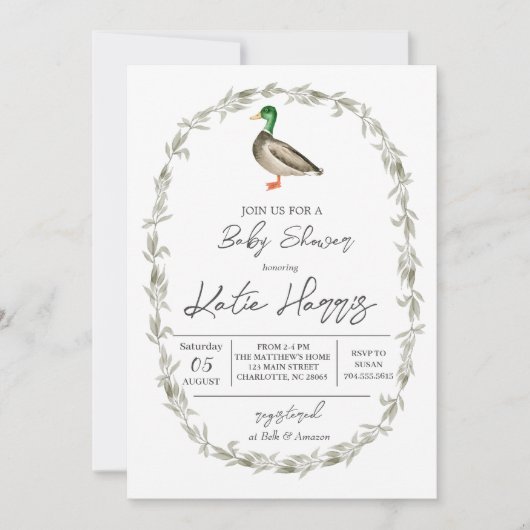 Invitation baby shower canard (Devant)