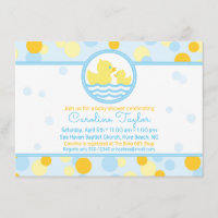 Invitation Baby shower canard bleu et jaune