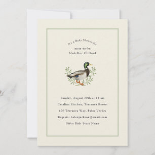 Invitation Baby Shower Canard Colvert Vert Sauge V
