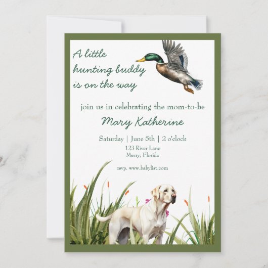 Invitation Baby shower Canard et Labrador (Devant)