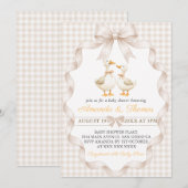 Invitation Baby-Shower Canard Gingham (Devant / Derrière)
