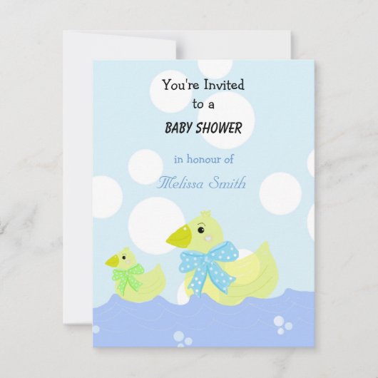 Invitation Baby Shower Canard Jaune (Devant)