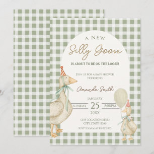 Invitation Baby shower Canard Silly Vert