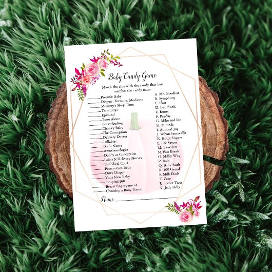 Invitation Baby shower Candy Bar Jeu Citrouille Floral