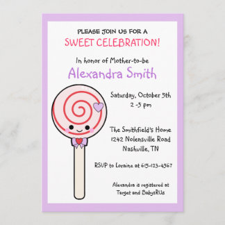 Invitation Baby shower Candy Lollipop