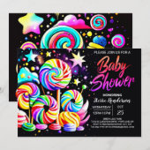 Invitation Baby shower Candy Wonderland (Devant / Derrière)
