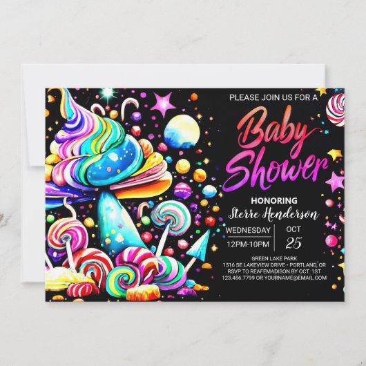 Invitation Baby shower Candyland personnalisé (Devant)