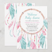 invitation baby shower | Capteur de rêve garçon ou (Devant / Derrière)