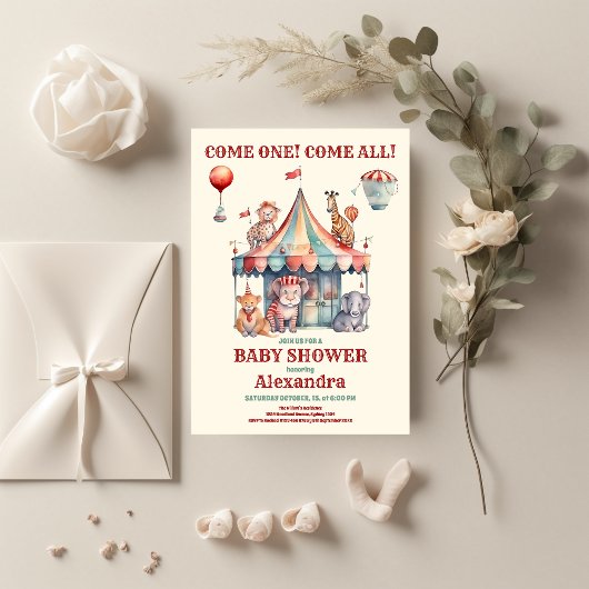 Invitation Baby shower Carnaval Aquarelle