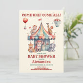 Invitation Baby shower Carnaval Aquarelle (Debout devant)