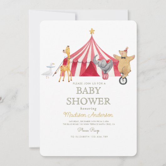 Invitation Baby shower Carnaval Carousel Circus (Devant)