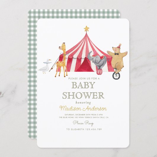Invitation Baby shower Carnaval Carousel Circus