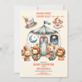 Invitation Baby shower Carnival Party Pink Circus (Devant)
