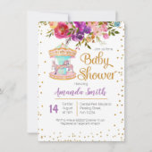 Invitation Baby shower Carousel rose (Devant)