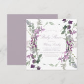 Invitation Baby shower Carré Fleur sauvage Purple & Lilac (Devant / Derrière)