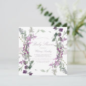 Invitation Baby shower Carré Fleur sauvage Purple & Lilac (Debout devant)