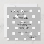 Invitation Baby shower Carré gris et blanc (Dos)