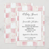 Invitation Baby shower Carré rose chic (Devant / Derrière)