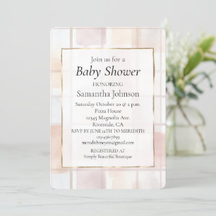Invitation Baby-Shower Carrés Abstraits Crème Rose Gênant