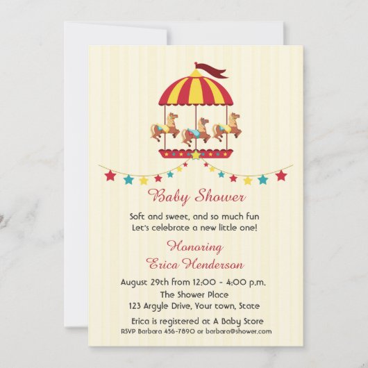Invitation Baby shower carrousel (Devant)