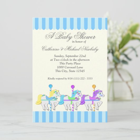 Invitation Baby shower carrousel (Debout devant)