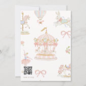 Invitation Baby shower Carrousel Pastel avec code QR de répon (Dos)