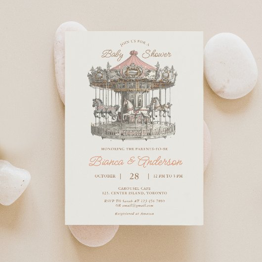 Invitation Baby Shower Carrousel Vintage 2