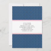 Invitation Baby shower carte cadeau, Marine, Rose (Dos)