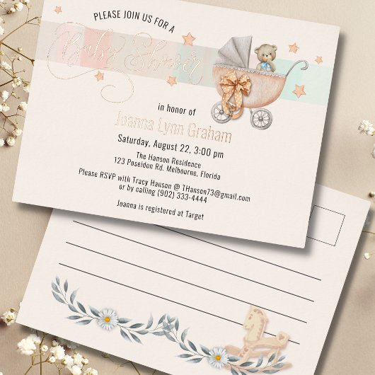 Invitation baby shower | Carte postale Teddy Bear