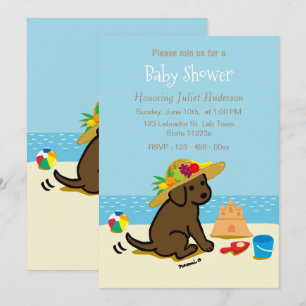 Invitation Baby shower Casquette de paille de chiot du Labrad