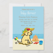 Invitation Baby shower Casquette de paille de chiot jaune Lab (Devant)