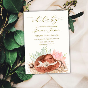 Invitation Baby shower Casquette moderne Boho Desert Cactus C