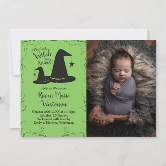 Invitation Baby shower Casquette sorcière Halloween (Devant)